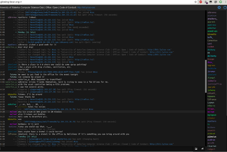 glowing-bear screen capture of #csc IRC channel