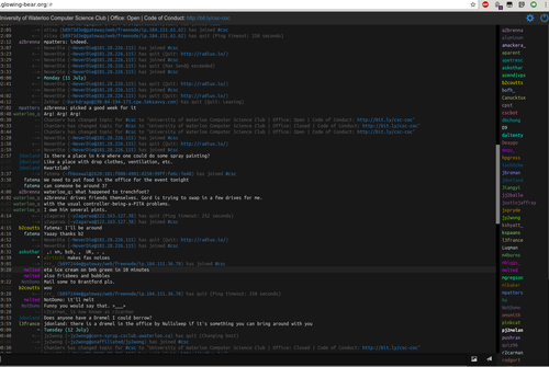 glowing-bear screen capture of #csc IRC channel